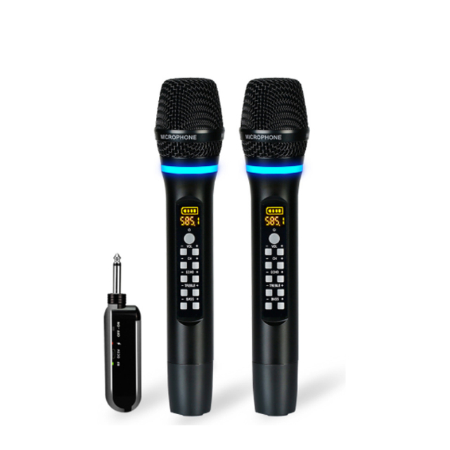 Professional Handheld Wireless Digital Microphone for Singing Conference Use-Rechargeable LED Lights Lightweight Portable