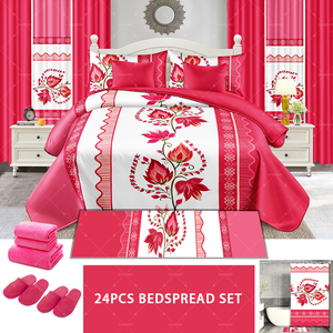 Set Completo <span class=keywords><strong>Lenzuola</strong></span> Matrimoniali <span class=keywords><strong>King</strong></span> <span class=keywords><strong>Size</strong></span> 24 Pezzi in <span class=keywords><strong>Cotone</strong></span> Effetto Lusso con Tende e Tappeto - Ingrosso - Product Image 1
