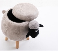 Tabouret Ottoman en Forme d'Animal Mignon Mouton Tabouret d'Appui pour Tout-Petits Chaise de Poupée en Bois Tabouret en Velours Rembourré Tabouret en Bois Drôle Jouets pour Bébés Adultes