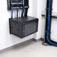Rak Kabinet Server Starlink Black Pivot Frame 6U 19 inci untuk Pemasangan di Dinding, Tersedia