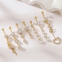 Piercing de nombril en acier inoxydable chirurgical 316L avec pendentif cœur et zircon papillon, bijoux de corps