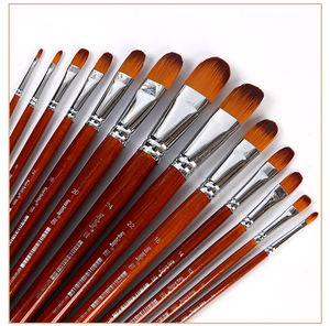 保持微笑13支圆形长柄尼龙头发丙烯酸油漆刷丙烯酸油彩 - Product Image 2