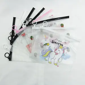 children kawaii stationery ladies clear waterproof plastic zip lock document bag