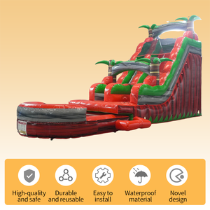 สไลเดอร์น้ำเป่าลมสำหรับผู้ใหญ่ ขนาด 24 ฟุต  วัสดุผ้าใบพีวีซีเกรดเชิงพาณิชย์ หนา 0.55 มม. ดีไซน์ใหม่ สีสันสดใส ได้รับการรับรองมาตรฐาน CE - Product Image 3