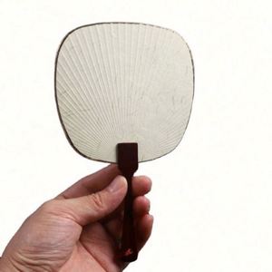 Mini-ventilateur à main en papier blanc, à personnaliser pour la calligraphie et la peinture, avec manche en bambou, à faire soi-même - Product Image 1