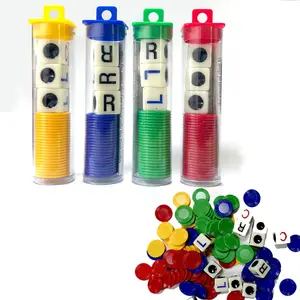 Left, middle and right fun four-color game dice with chips game dice tube