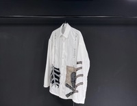 Chemises de printemps en coton à manches longues et en lin pour hommes, avec écusson de couleur blanche et logo sur mesure