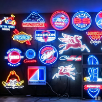 Enseigne néon vintage en tube de verre, en verre véritable plié à la main, lumineuse, pour mur de garage, de cave à homme ou de bar