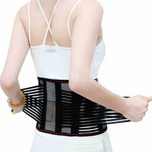 Cinturón de soporte lumbar de malla transpirable con placa de acero para aliviar el dolor de cintura, talla para adultos S M L XL, gris y negro - Product Image 2