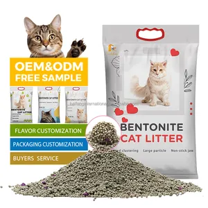 ציוד לחיות מחמד קיטי ניקוי חול אסלה בקרת ריח 1-4 מ""מ חול מינרלים לבן בנטוניט חימר פסולת חתולים