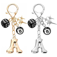 Y2K 3D Bubbel Initiaal Letter Zinklegering Sleutelhanger Dobbelsteen 8-Ball Ster Charms Gepersonaliseerde Alphabet Sleutelring Student/Auto Gebruik