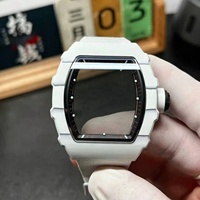 Montre mécanique automatique de luxe haut de gamme, boîtier en fibre de carbone blanche personnalisé, montre tendance pour homme, montre personnalisée