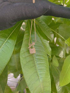 Collar de cobre de joyería, colgante de cerradura de circón con llave pequeña - Product Image 5