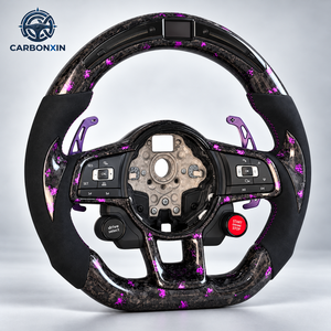 Volant sport forgé en cuir et fibre de carbone sur mesure pour VW Passat CC Golf 7 R Line Mk7 GTI Audi A3, 40 mm, 3 branches - Product Image 2