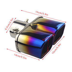 2.5-inch Double Tube <b>square</b> Tailpipe Throat Automotive Exhaust Stainless Steel Tailpipe Throat Accessories - Product Image 3