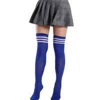 Bas de cuisse opaques extra longs pour femmes Chaussettes à triple rayure
