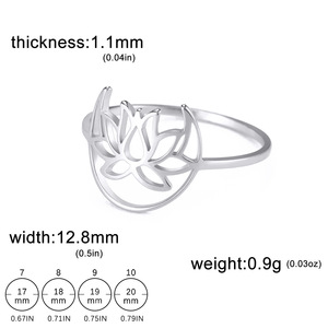 Lune Lotus Bague Femmes En Acier Inoxydable Bagues Bohème Bijoux De Mariage Cadeau D'anniversaire Nouveau Dans - Product Image 4