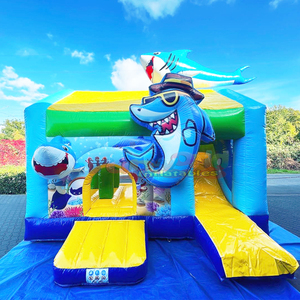 Chateau gonflable requin commercial grade kids <b>inflatable</b> shark bouncy castle with slide combo bouncer house - Product Image 1