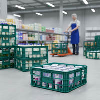 Caisse en plastique perforée KE 4418, robuste, empilable, recyclable, pliable, design Euro profond, pour lait, yaourt, fromage, produits laitiers