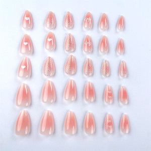 <span class=keywords><strong>Uñas</strong></span> Postizas al por Mayor, Diseño de Lujo en <span class=keywords><strong>Rosa</strong></span> Pálido Degradado con Brillantina Plateada, Forma Almendrada, <span class=keywords><strong>Uñas</strong></span> Artificiales - Product Image 5