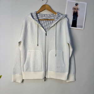 Cardigan in Lana Lavorato a Maglia con Cappuccio e Zip, Vestibilità Ampia, Doppio Lato, Tinta Unita, Autunno Inverno 25SS D per Uomo e Donna - Product Image 1