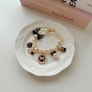 Collar de perlas, accesorio para perros y gatos, Schnauzer y oso de peluche, fotogénico, colgante de lazo moderno, mascota - Product Image 3