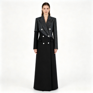 Classico Trench Coat Lungo Doppiopetto in Tweed di Seta Organica Eco-Friendly Minimalista da Donna, per Tutte le Stagioni, il Più Caldo, Personalizzabile OEM/ODM - Product Image 1