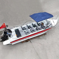 Bateau à coque en aluminium rapide de 23 pieds/7 mètres avec moteur hors-bord, 12 passagers, pour le travail aquatique, la pêche et le chargement, à vendre