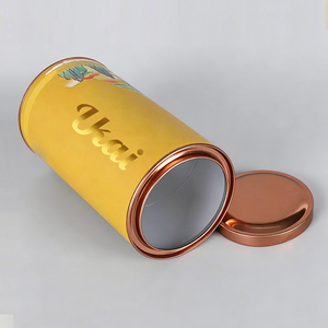 Boîte cylindrique ronde biodégradable personnalisée avec logo, de qualité alimentaire, pour emballage de thé en vrac ou de café, tube en carton avec couvercle métallique - Product Image 3