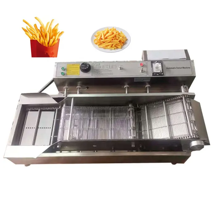 Otomatik sürekli çerez çörek patates kızartması kızartma konveyör bant fritöz makinesi