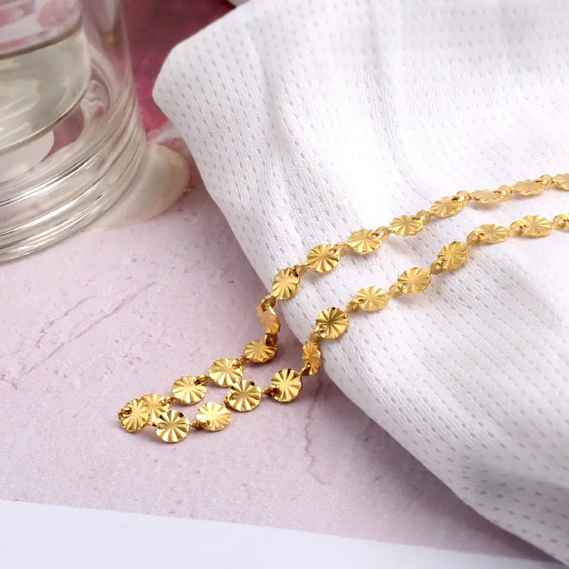 Bracelet cloche en acier au titane en forme de fleur Bracelet de cheville de plage en chaîne d'affichage pour femme en or 18 carats