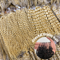 Extensiones de Cabello Humano Rizado Kinky Pre-Separadas, Sin Nudos, en Espirales Pequeñas Reutilizables, Color Rubio Miel