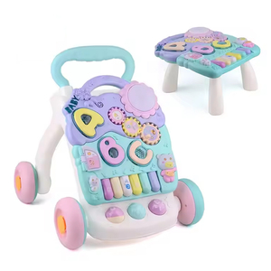 Haute qualité <span class=keywords><strong>2</strong></span>-en-1 multifonctionnel bébé marchette poussette jouet éducatif musique activité lumière Durable cadre en plastique - Product Image 1