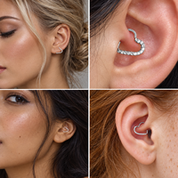 Vente en gros Bijoux de piercing en Titane ASTM F136 : Anneau de nez, Boucle d'oreille Daith Cœur, Anneau segmenté articulé pour Cartilage, Tragus, Hélix, avec Zircon