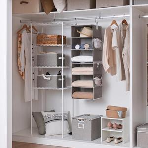 Organizadores de Armario Colgantes de 6 Estantes Wholesale Storage Works, Dos Estantes Colgantes Separables de 3 Niveles, Color Gris - Product Image 4