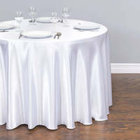 Vente en gros de nappes rondes en satin blanc de haute qualité de 120 pouces, nappes en lin pour événements, décorations de mariage et de fêtes