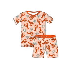 Vente de gros Ensemble de pyjamas pour enfants en bambou et viscose personnalisés pour bébés Chemise courte pour enfants Pantalon 2 Pic Vêtements de nuit d'été pour tout-petits - Product Image 5