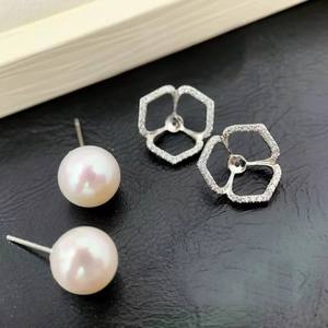 22432 Accesorios de Plata S925 para DIY con Perlas de 8-9mm y Base Vacía de Doble Uso para Pendientes, Fornituras de Joyería de 25mm - Product Image 1