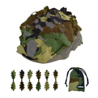 Housse de casque camouflage bionique M81 Woodland Vietnam - Style Guerre du Vietnam, découpe laser irrégulière avec feuilles et pochette