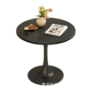 Mesa de centro redonda de madera, diseño sencillo, adecuada para uso doméstico, sala de estar, balcón, apartamento pequeño o habitación de alquiler. - Product Image 1