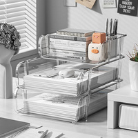 Organizador de Oficina Transparente Ecológico, Bandeja Apilable para Papel y Cartas, Caja de Almacenamiento y Estante para Archivos de Papel A4