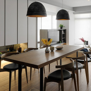 <span class=keywords><strong>Table</strong></span> à manger nordique moderne minimaliste, <span class=keywords><strong>table</strong></span> de conférence de bureau en fer rétro en bois massif, combinaison de chaises pour salon, ordinateur - Product Image 2