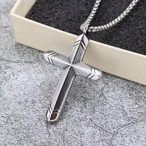 Stainless Steel <b>Cross</b> Pendant Geometric Design Asymmetry Fashion Jewelry For Men And Women Gift Accessory - Product Image 2