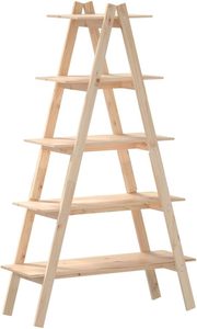 도매 5 계층 소박한 단단한 책장 서 소나무 나무 선반 멀티 스토리지 디스플레이 솔루션 모양 나무 선반 - Product Image 3