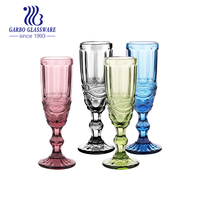 8oz diamant design couleur unie bleu vert gris violet vintage gravé design verre verres à pied gobelet verre à vin