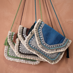 Nuevo Diseño, Bolso Bandolera Bohemio Hippie Hecho a Mano, Bolso de Hombro Casual para Mujer, Bolso Tipo Hobo para Viajes y Festivales, Bolso Bandolera con Borlas - Product Image 3