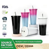Gobelet isotherme réutilisable en acier inoxydable 304 (intérieur) et 201 (extérieur) avec paille pour café de voyage