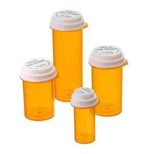 Wholesale Plastic 10Dr Reversible Hold Tab Down and Turn Medical Bottle 260pcs Pharmacy Pill Thumb Tab Vial