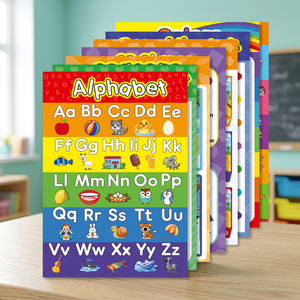 Nouvelle conception, lot de 8 affiches éducatives en anglais sur l'alphabet et les chiffres, pour l'apprentissage précoce, tableau mural silencieux pour enfants, film laminé, papier KB - Product Image 1