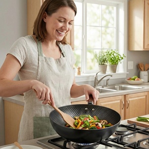 <span class=keywords><strong>Wok</strong></span> en fer pour une cuisson saine à faible teneur en huile, surface martelée antiadhésive, idéal pour les repas en famille et les rassemblements. - Product Image 5